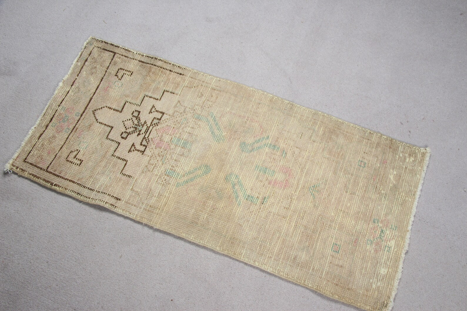 Vintage Turkish Mini Rug 1.6 x 3.4 ft