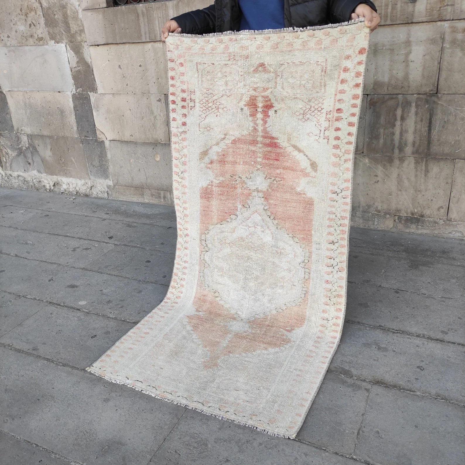 Vintage Turkish Accent Area rug 2.5 x 5.3 ft