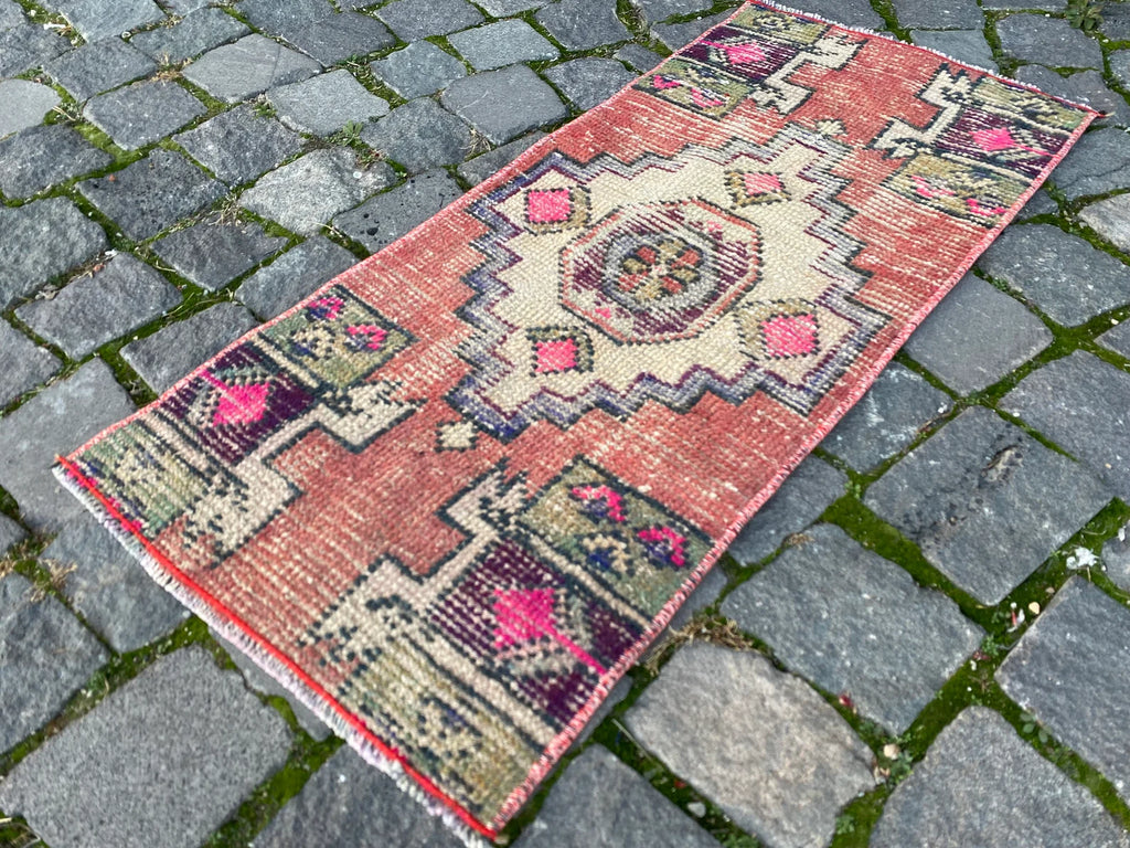 Vintage Turkish Mini Rug 1.2 x 2.7 ft