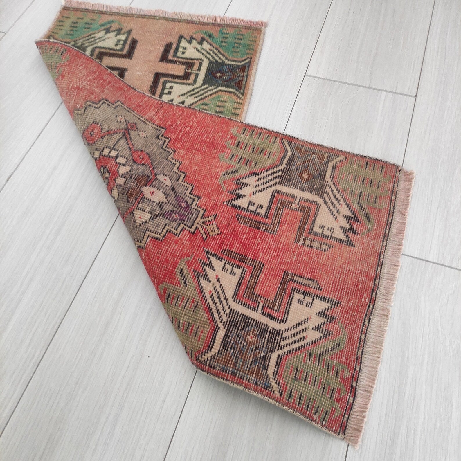 Vintage Turkish Mini Rug 1.3 x 3 ft