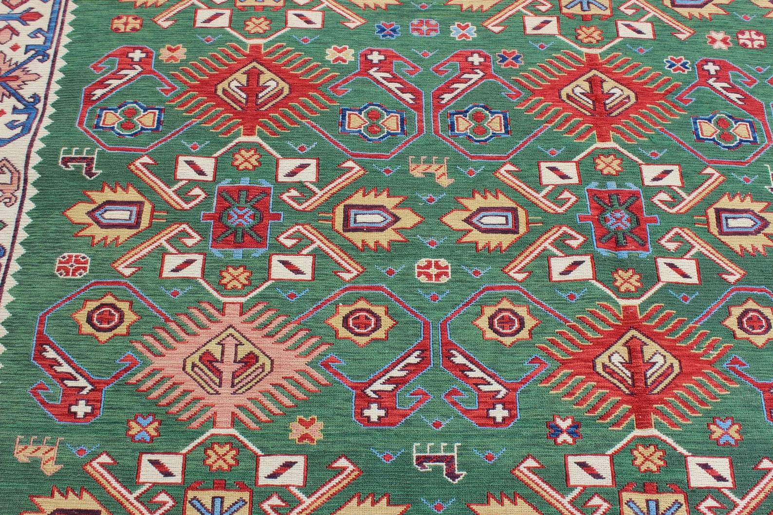 XL Vintage Soumak Accent Area Rug 6.6 x 9.3 ft