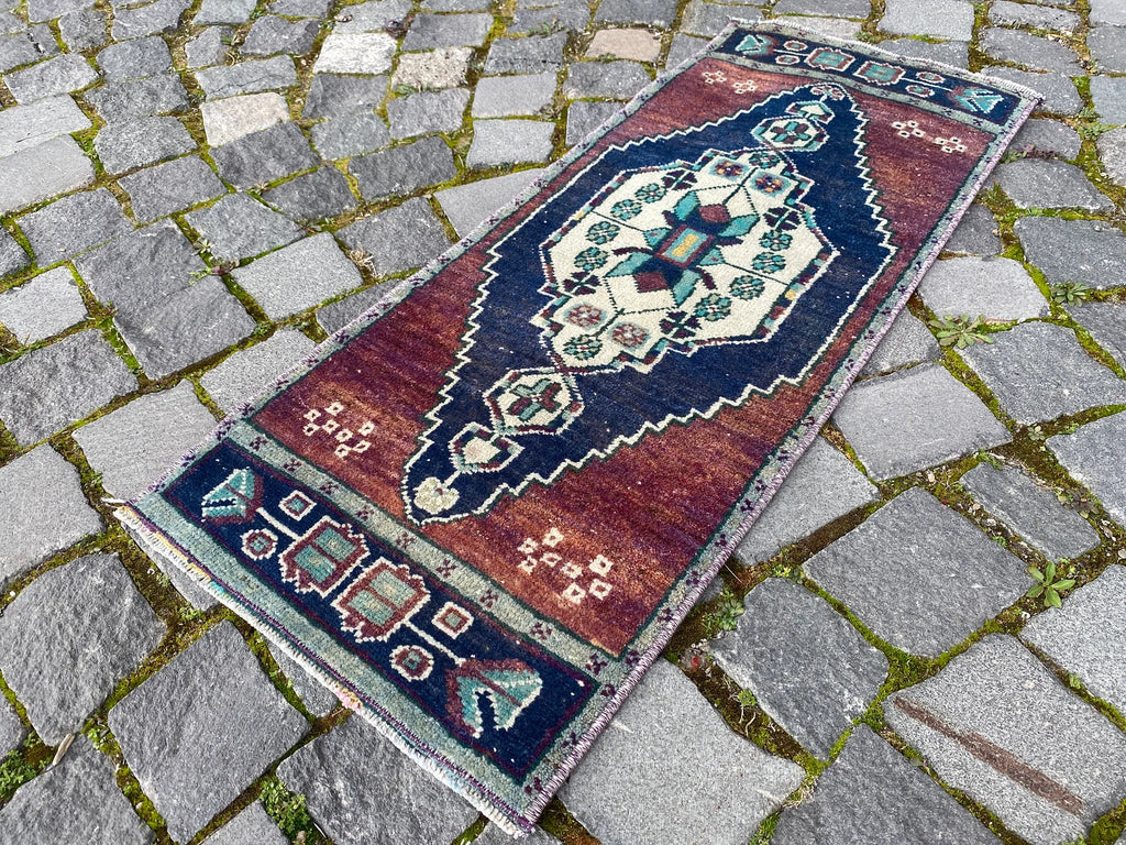 Vintage Turkish Mini Rug 1.2 x 3 ft