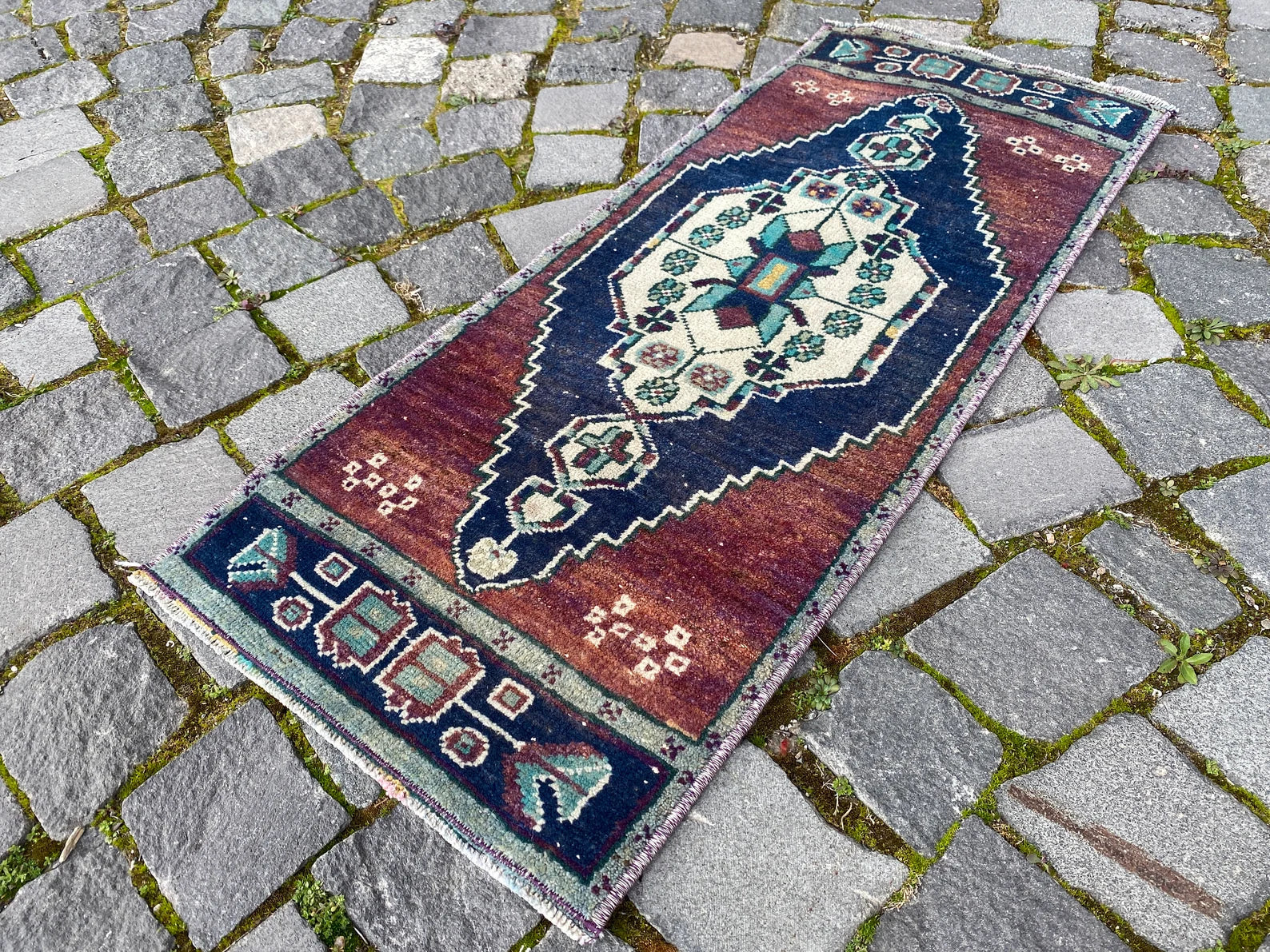 Vintage Turkish Mini Rug 1.2 x 3 ft