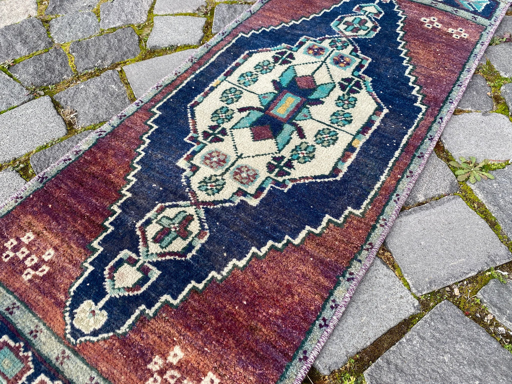 Vintage Turkish Mini Rug 1.2 x 3 ft