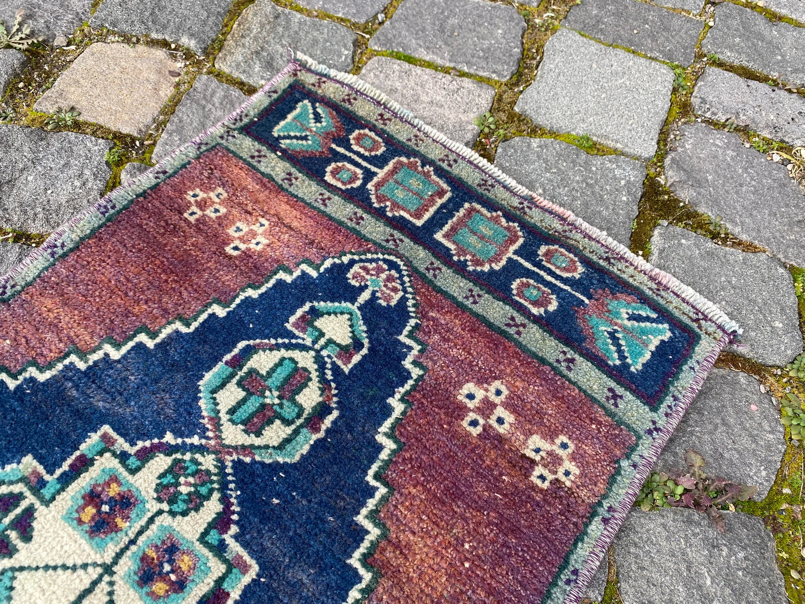 Vintage Turkish Mini Rug 1.2 x 3 ft