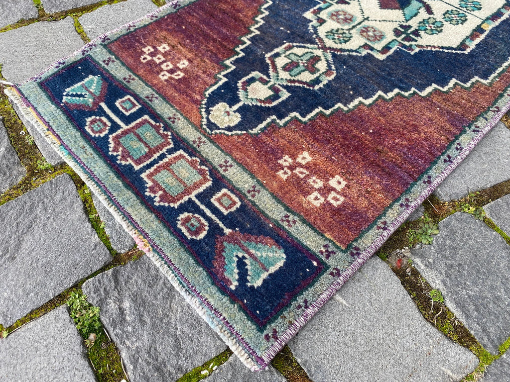 Vintage Turkish Mini Rug 1.2 x 3 ft