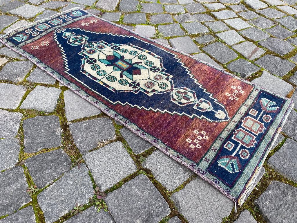 Vintage Turkish Mini Rug 1.2 x 3 ft