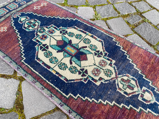 Vintage Turkish Mini Rug 1.2 x 3 ft