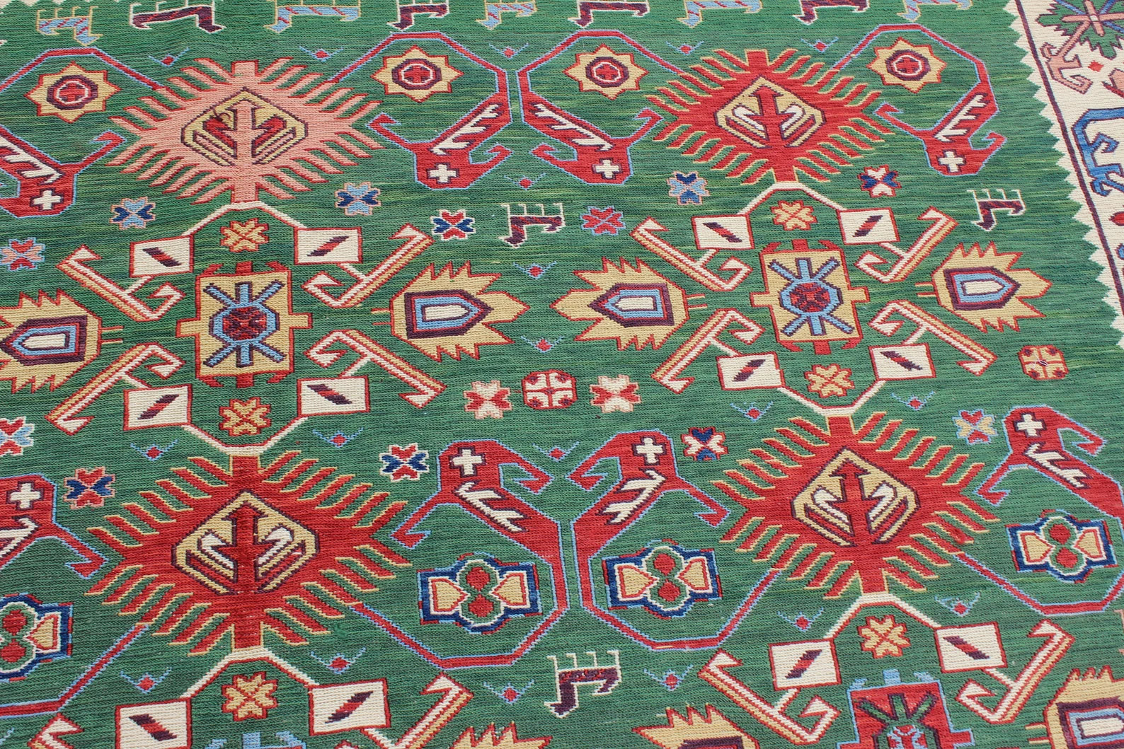 XL Vintage Soumak Accent Area Rug 6.6 x 9.3 ft