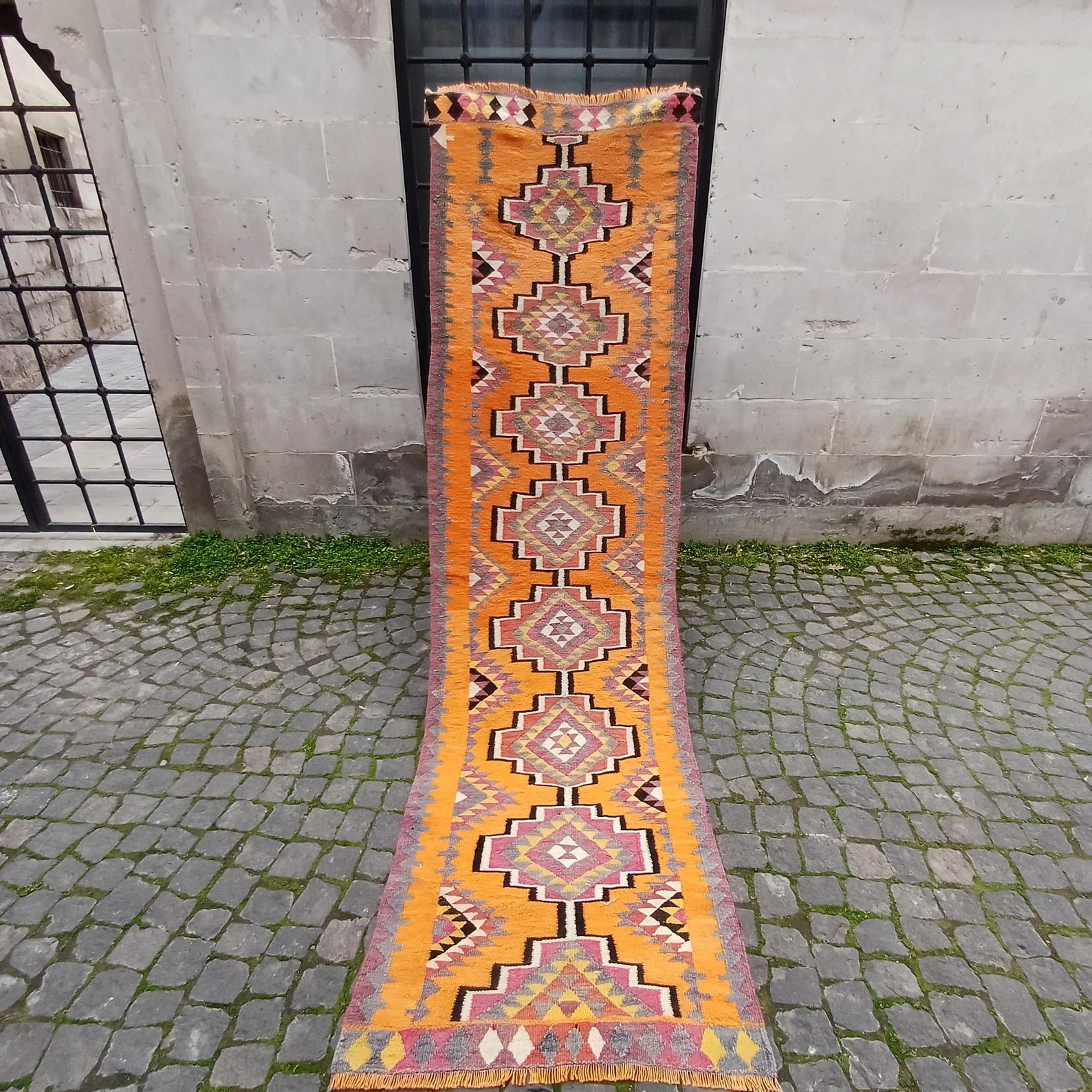 Vintage Turkish Runner Rug 2.7 x 9.5 ft