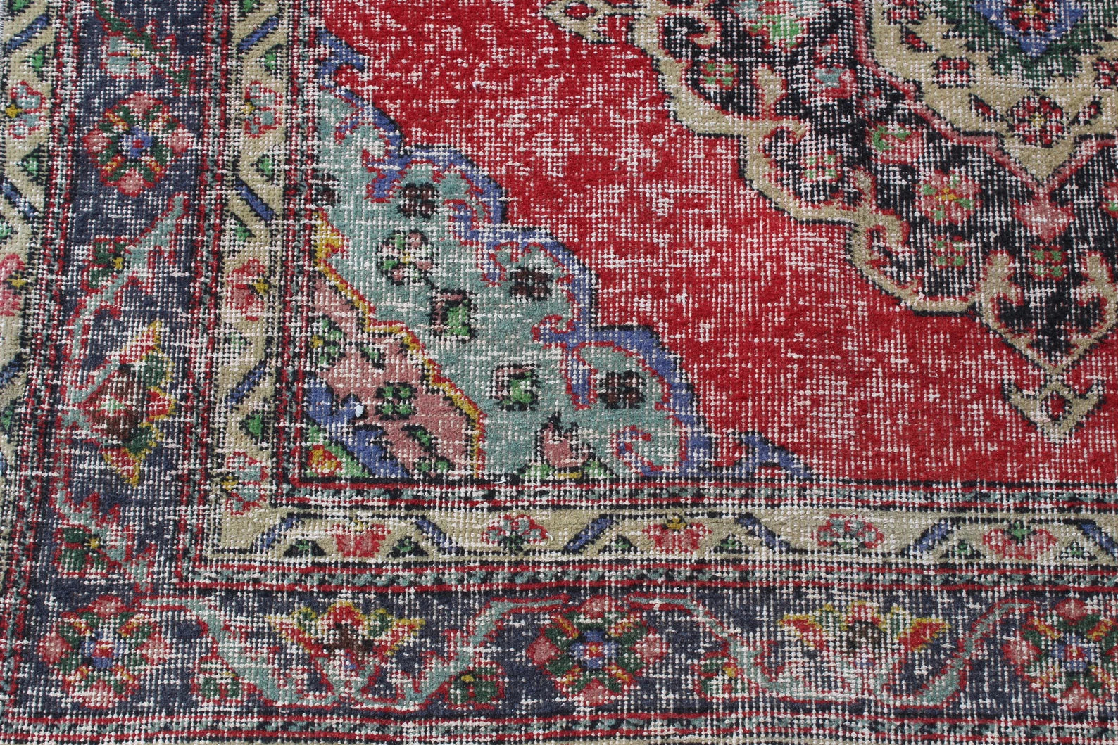 Vintage Turkish Accent Area rug 4.7 x 12.4 ft