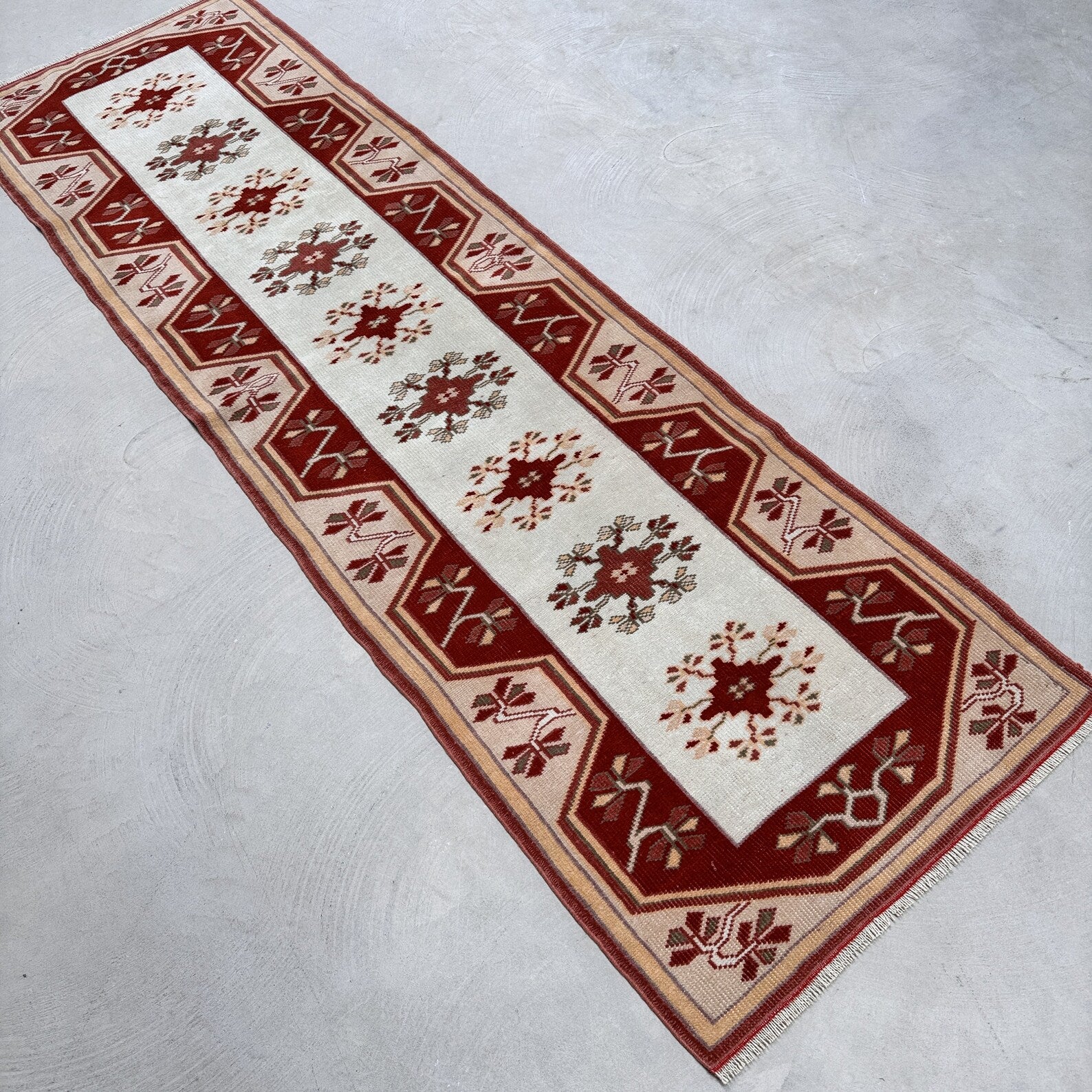 Vintage Turkish Runner Rug 2.3 x 7.9 ft