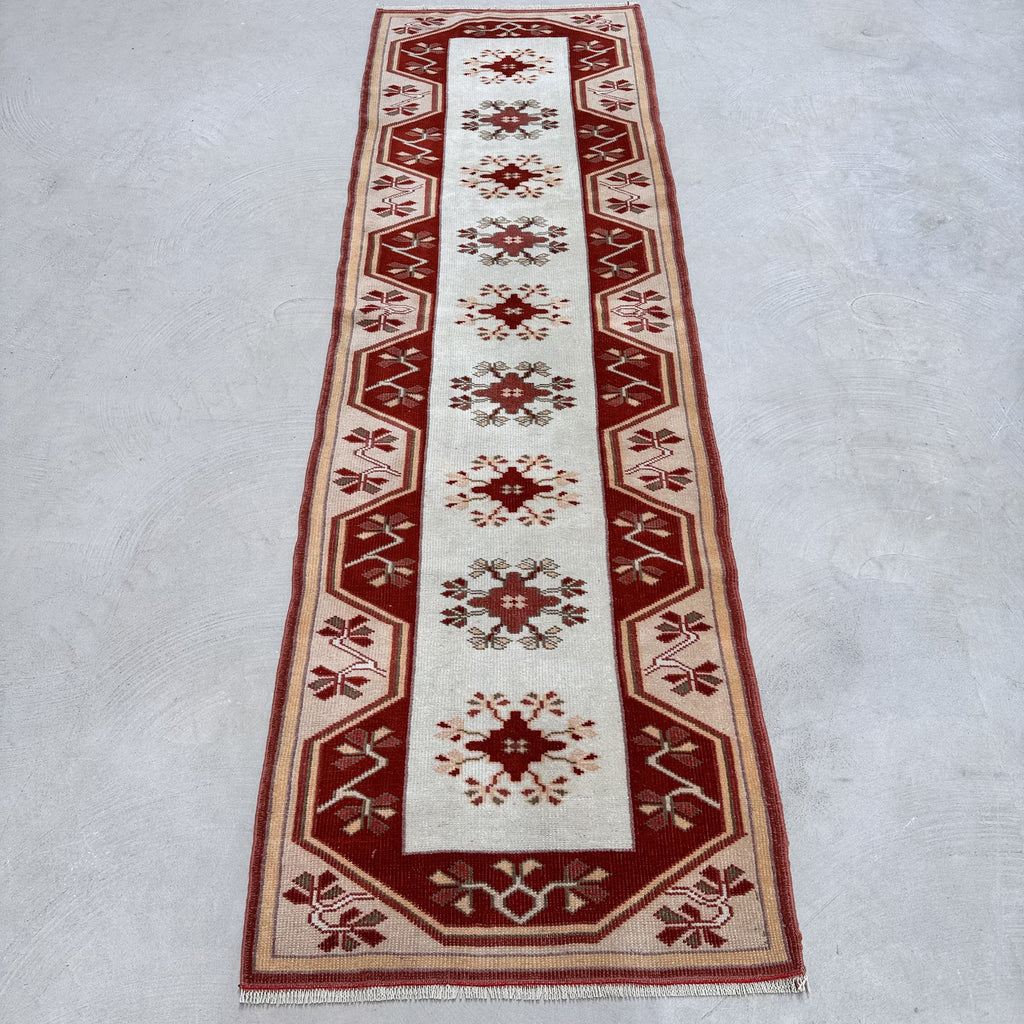 Vintage Turkish Runner Rug 2.3 x 7.9 ft