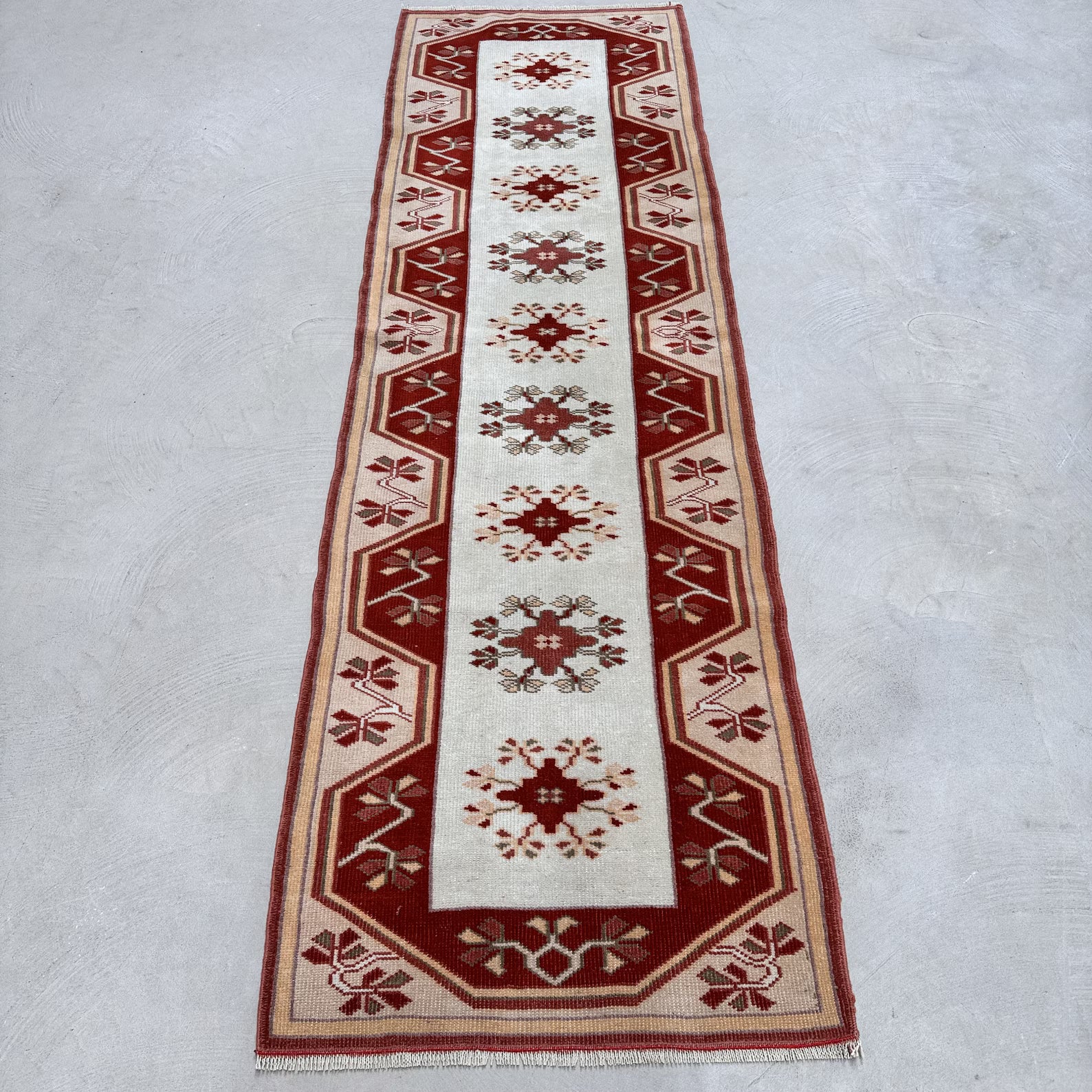Vintage Turkish Runner Rug 2.3 x 7.9 ft