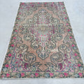 Vintage Turkish Accent Area rug 4.6 x 6.9 ft