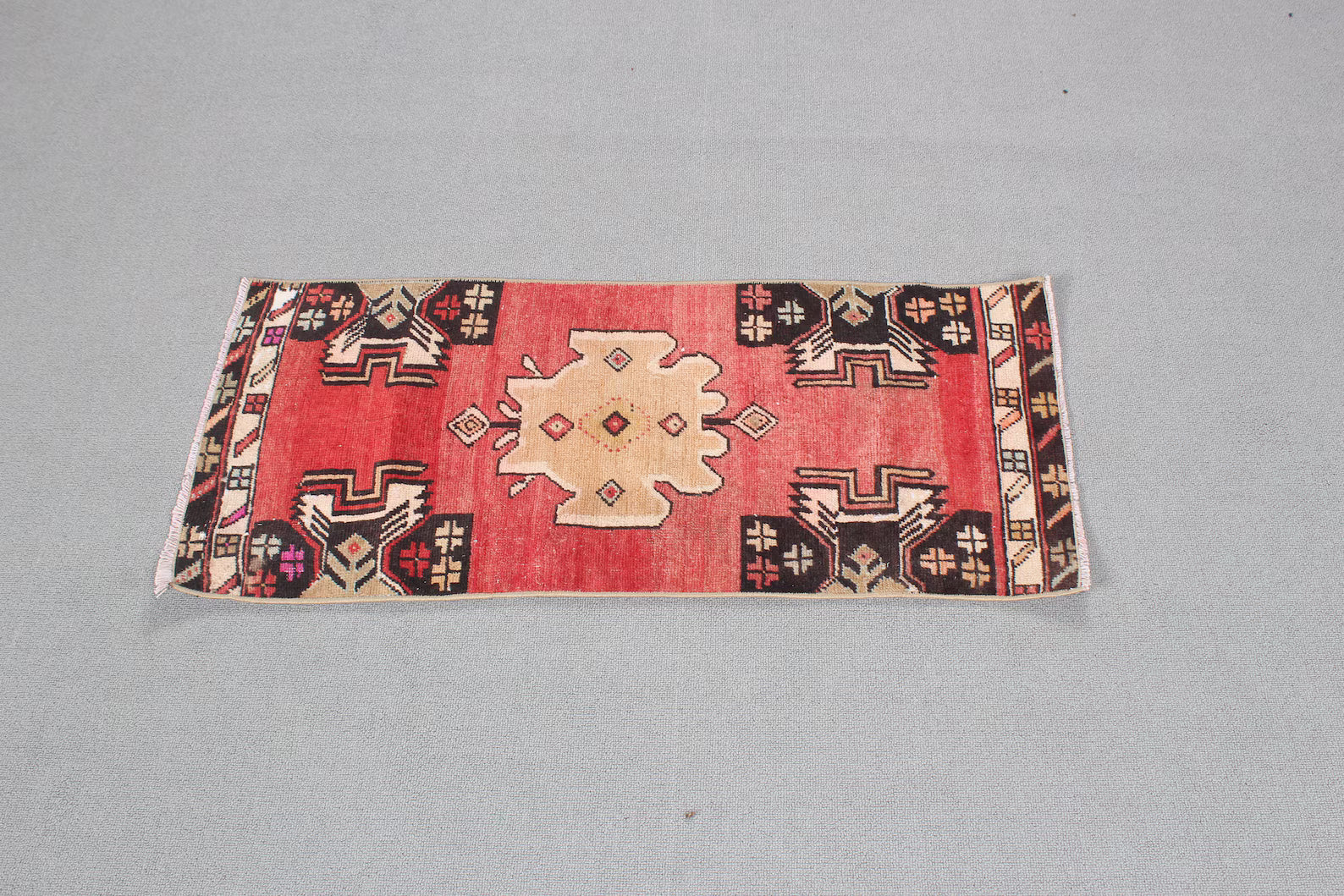 Vintage Turkish Mini Rug 1.4 x 3.2 ft