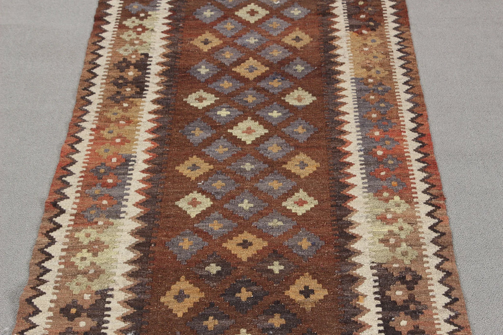 Vintage Turkish Runner Rug 2.4 x 11.6 ft