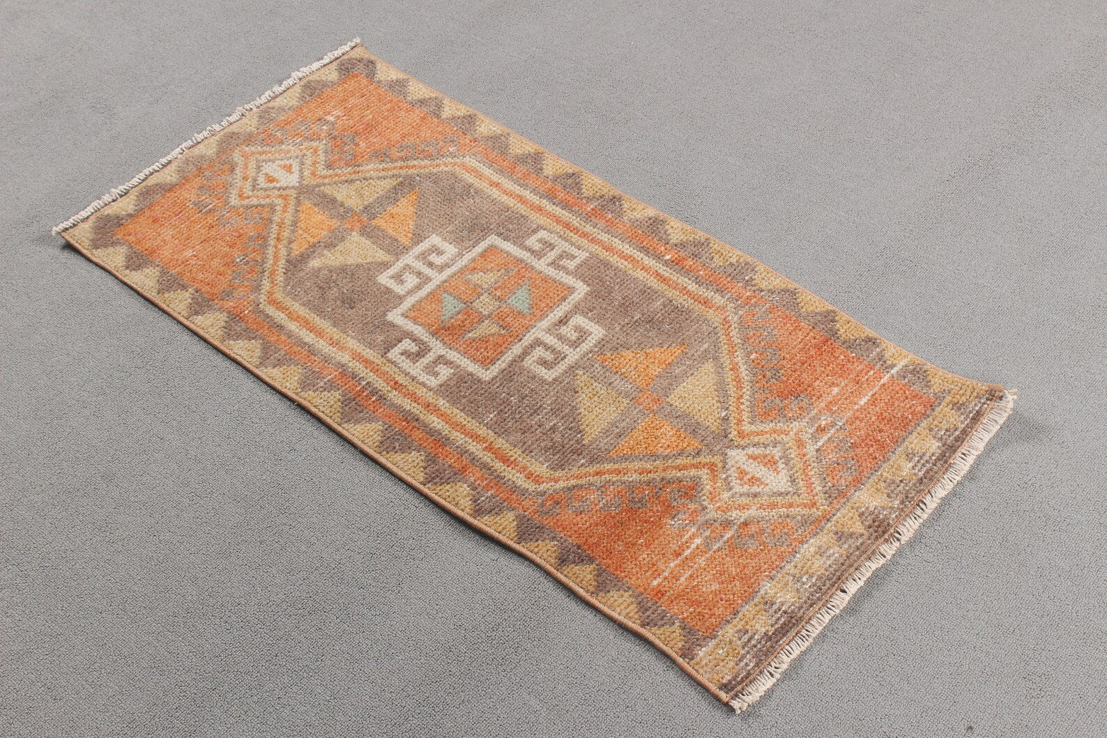 Vintage Turkish Mini Rug 1.5 x 3.2 ft