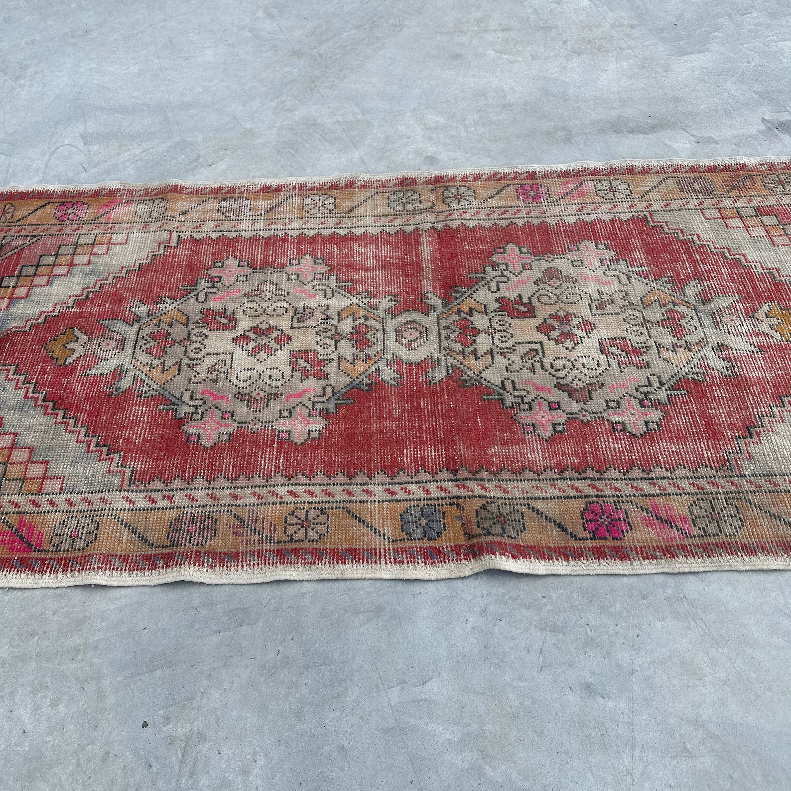 Vintage Turkish Accent Area rug 3.1 x 7.1 ft