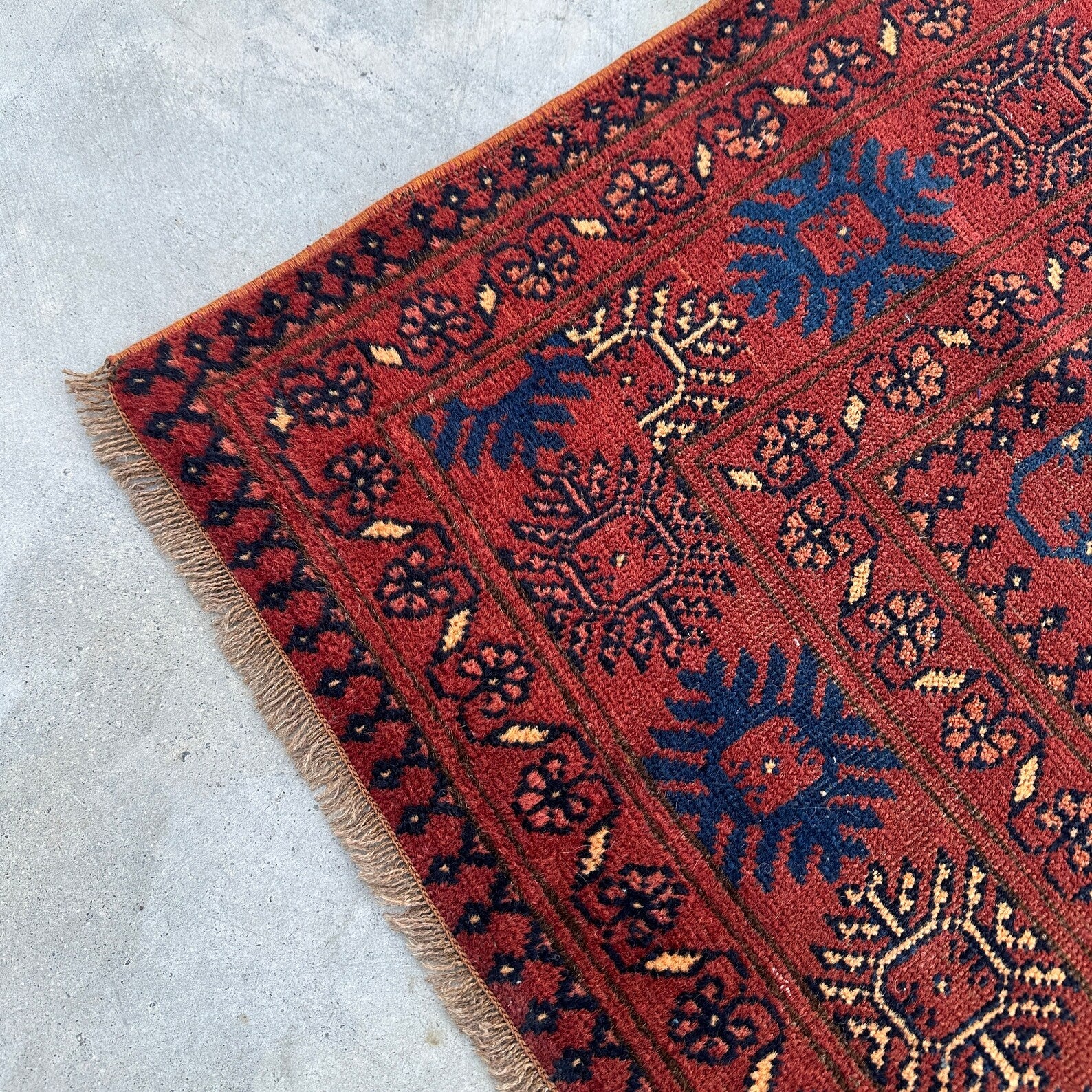 Vintage Afghan Bokhara Rug 3.7 x 5.8 ft