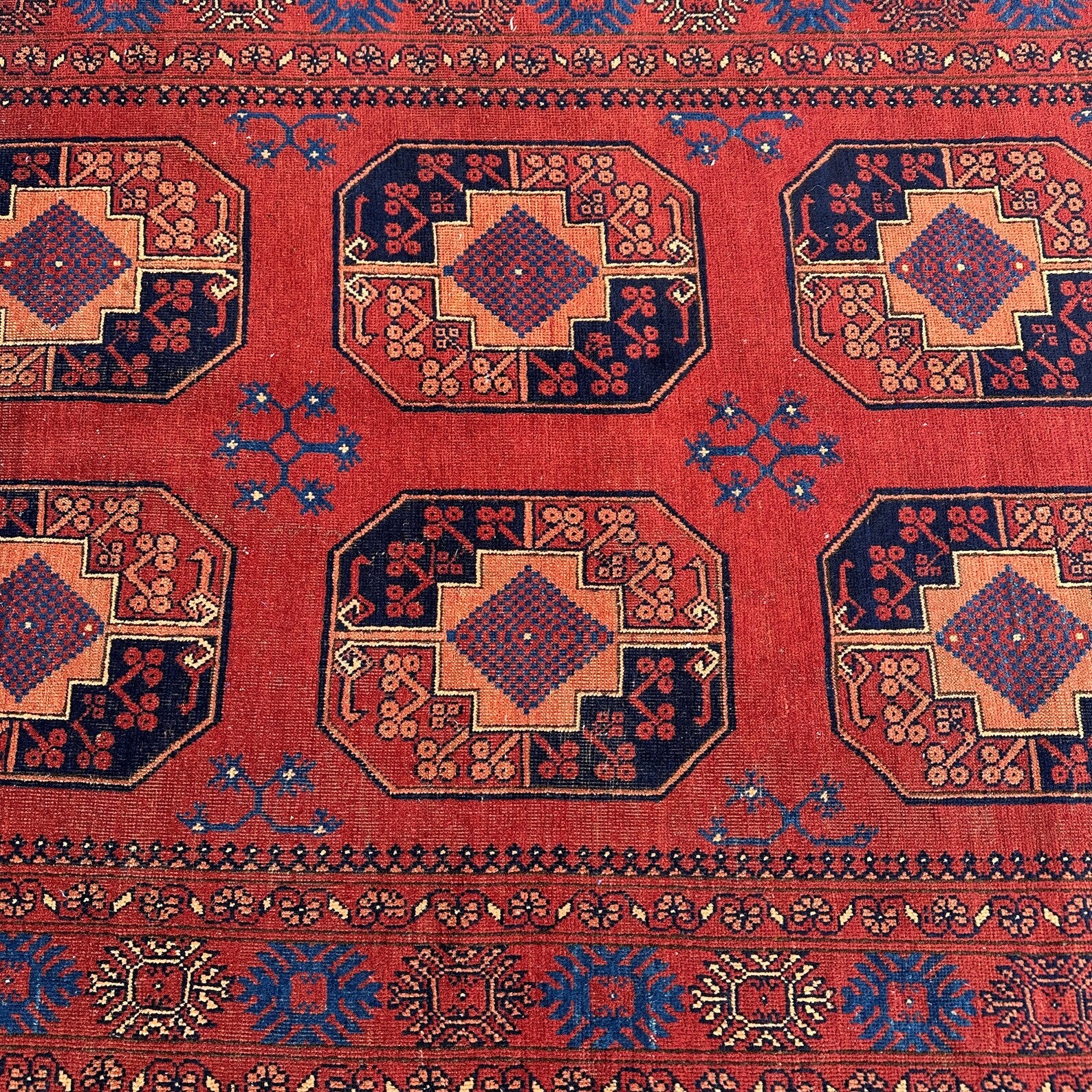 Vintage Afghan Bokhara Rug 3.7 x 5.8 ft