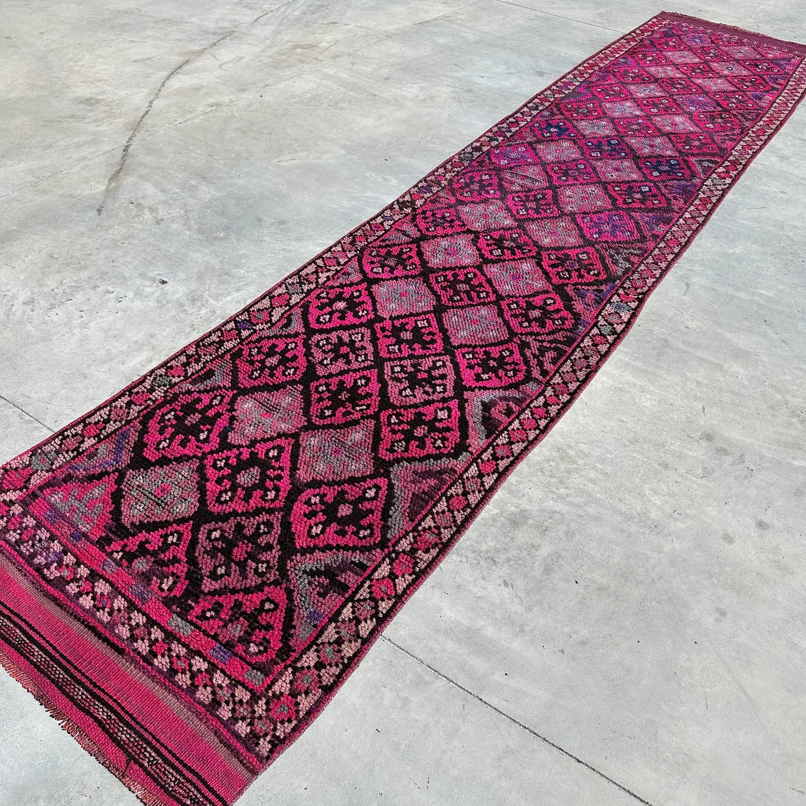 Vintage Turkish Runner Rug 2.9 x 14.2 ft