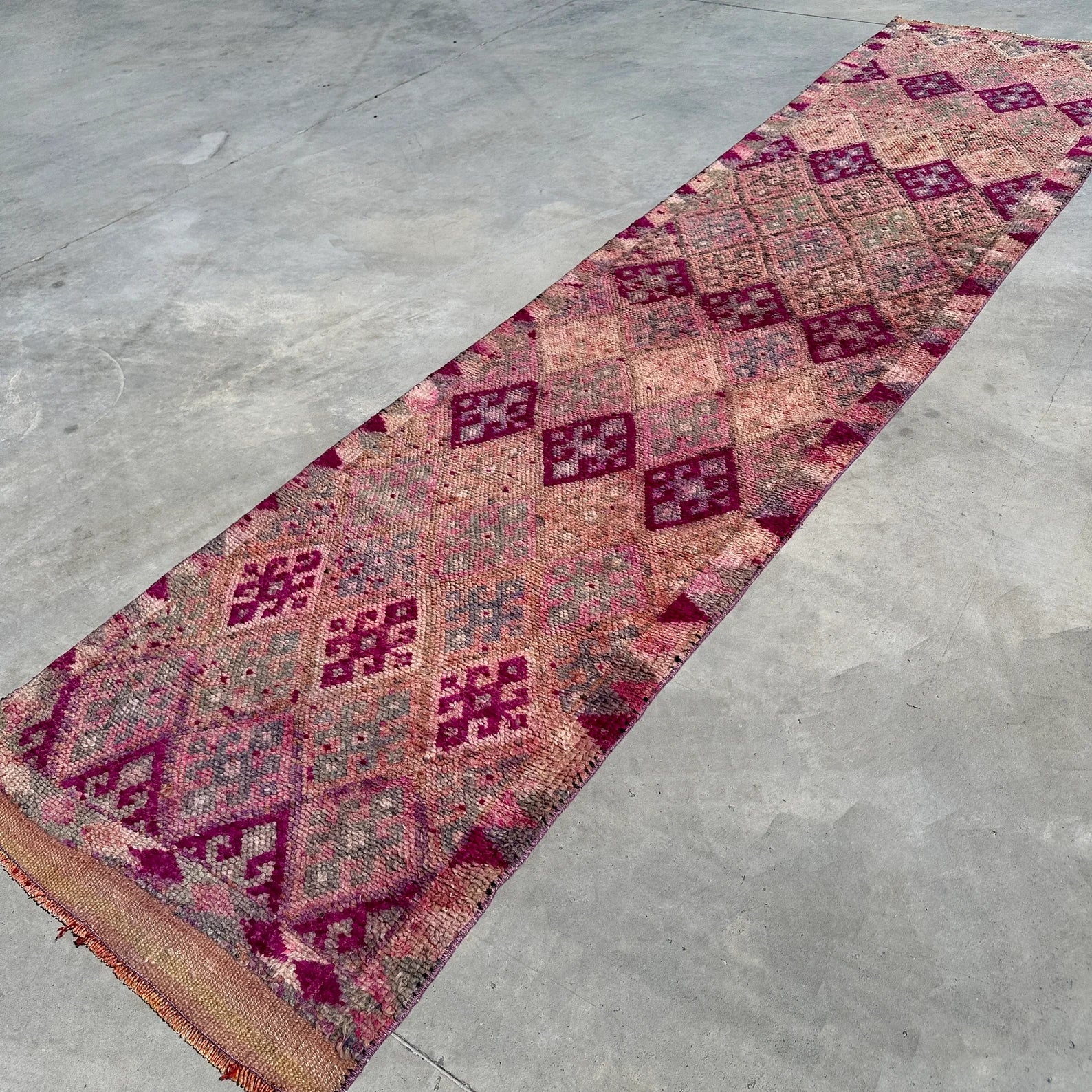 Vintage Turkish Runner Rug 3 x 12.1 ft