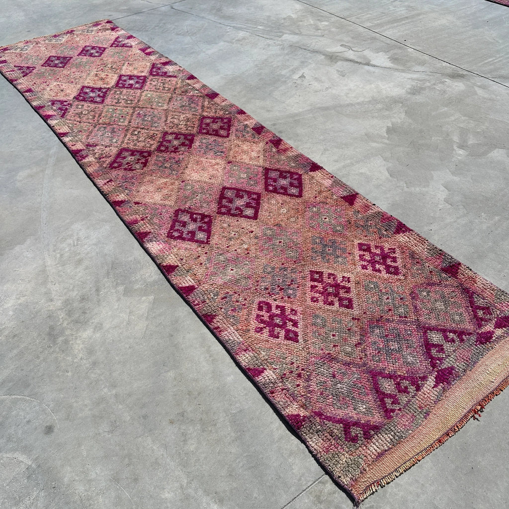Vintage Turkish Runner Rug 3 x 12.1 ft