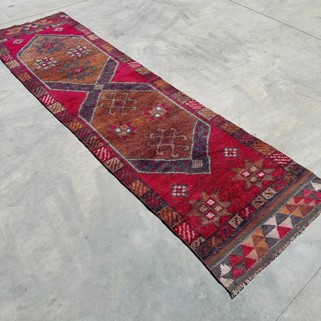 Vintage Turkish Runner Rug 2.8 x 10.1 ft