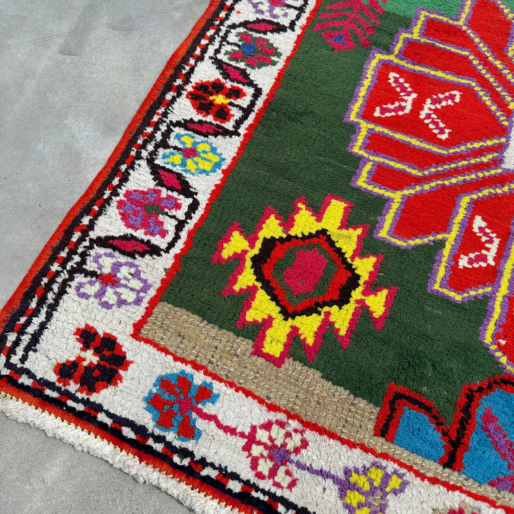 Vintage Turkish Runner Rug 2.6 x 10.3 ft