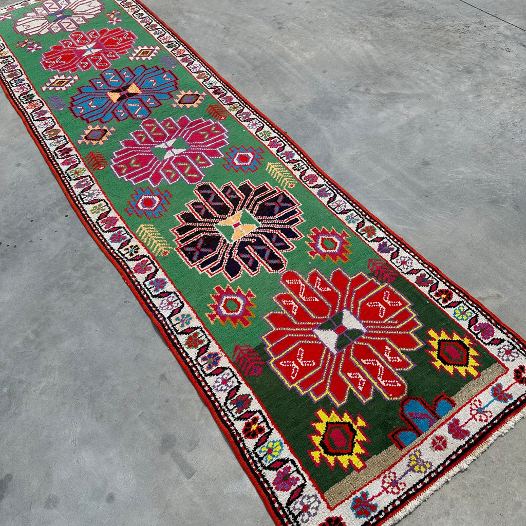 Vintage Turkish Runner Rug 2.6 x 10.3 ft