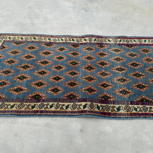 Vintage Turkish Accent Area rug 3.4 x 6.9 ft