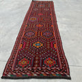 Vintage Turkish Runner Rug 3.7 x 12.9 ft