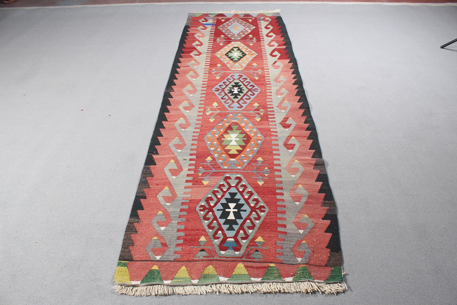Vintage Turkish Runner Rug 3.2 x 9.9 ft