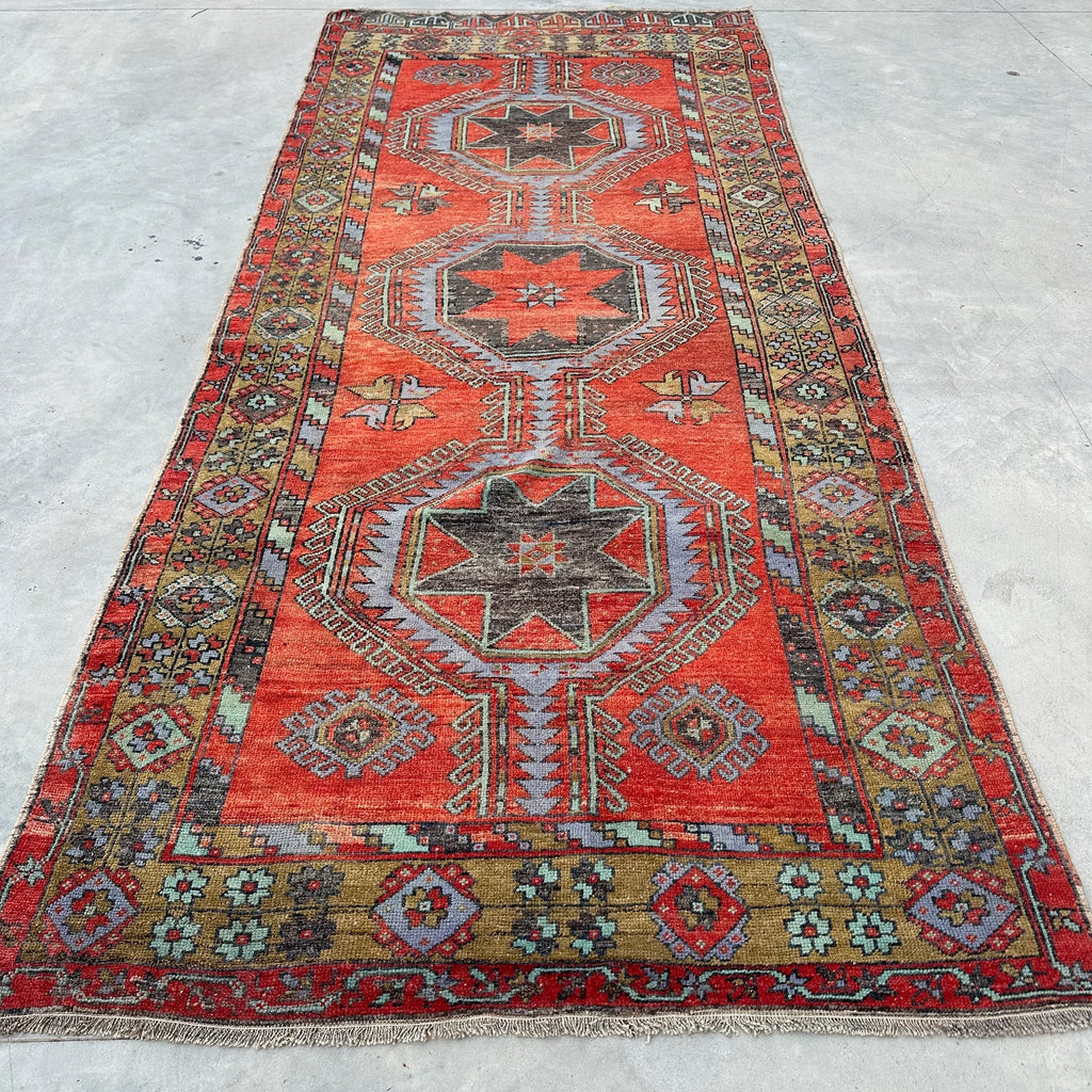 XL Vintage Turkish Accent Area rug 4.8 x 11.3 ft