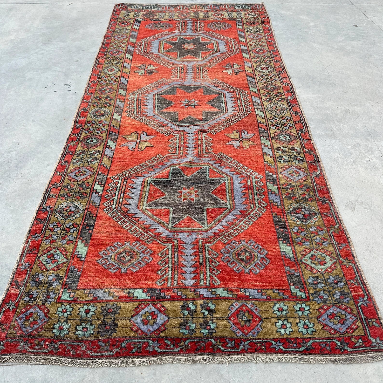 XL Vintage Turkish Accent Area rug 4.8 x 11.3 ft