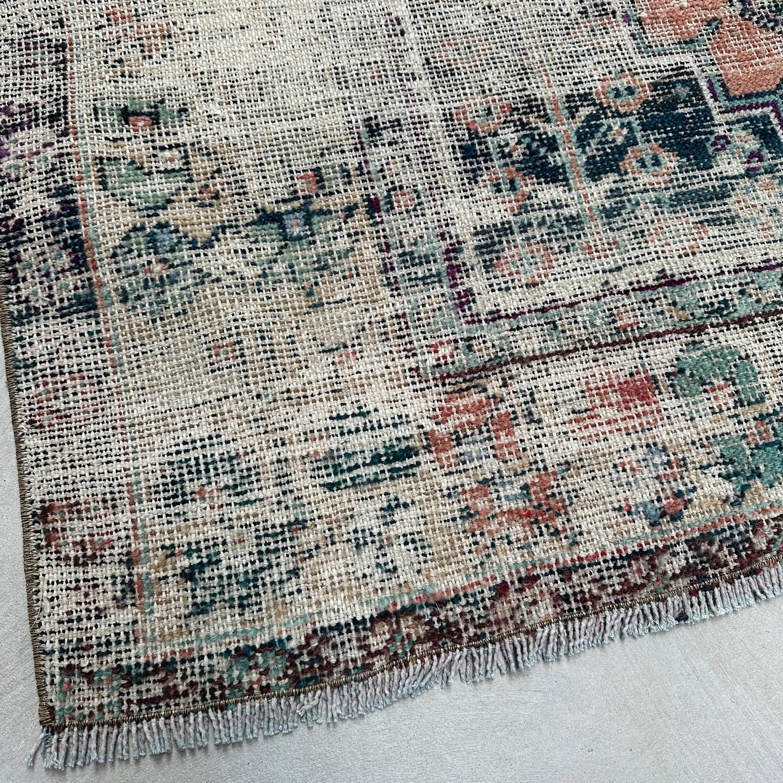 Vintage Turkish Accent Area Rug 3.8 x 7.4 ft