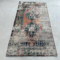 Vintage Turkish Accent Area Rug 3.8 x 7.4 ft