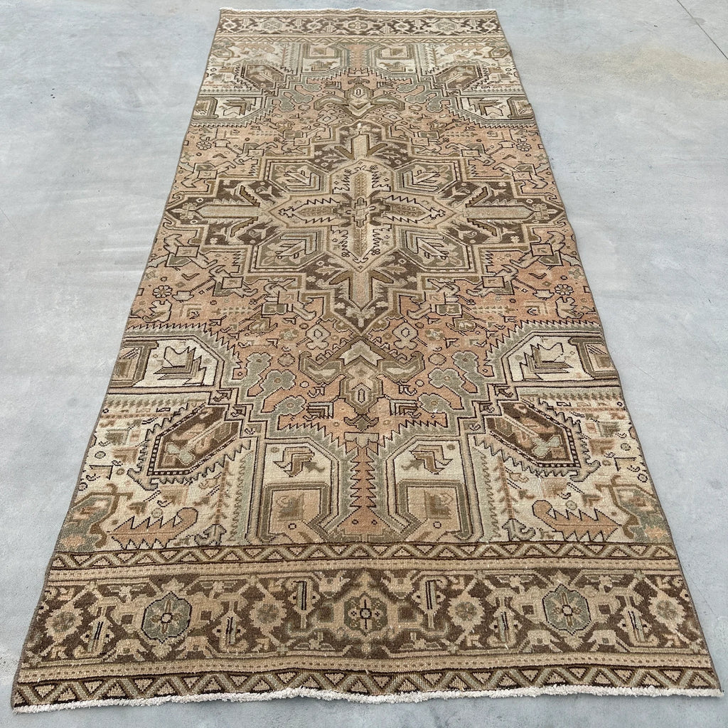 Vintage Turkish Accent Area rug 4.2 x 9.5 ft