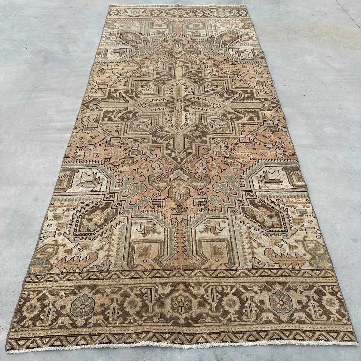Vintage Turkish Accent Area rug 4.2 x 9.5 ft