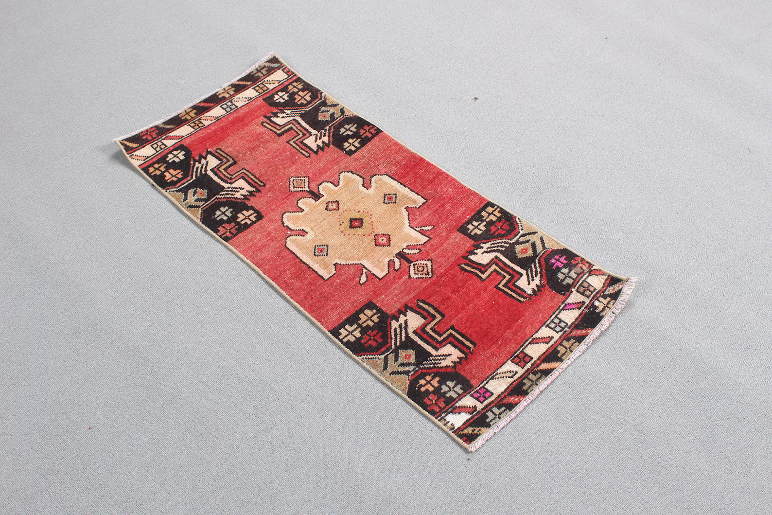 Vintage Turkish Mini Rug 1.4 x 3.2 ft