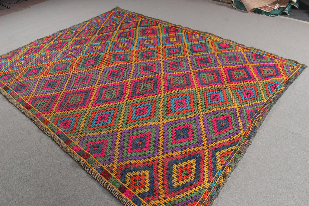 XL Vintage Turkish Accent Area Rug 6.6 x 8.5 ft