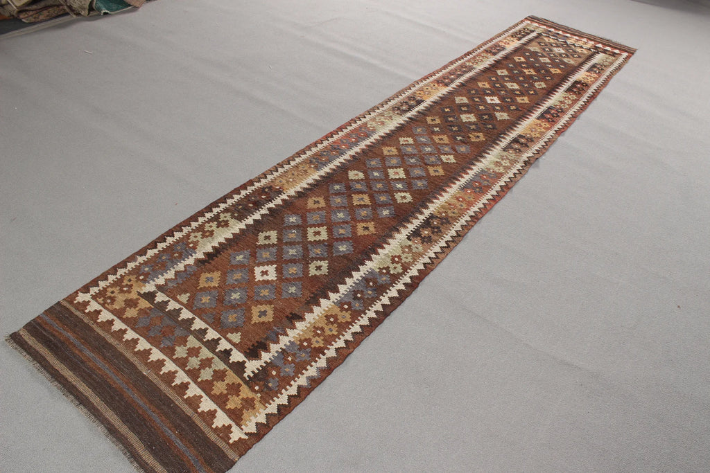 Vintage Turkish Runner Rug 2.4 x 11.6 ft