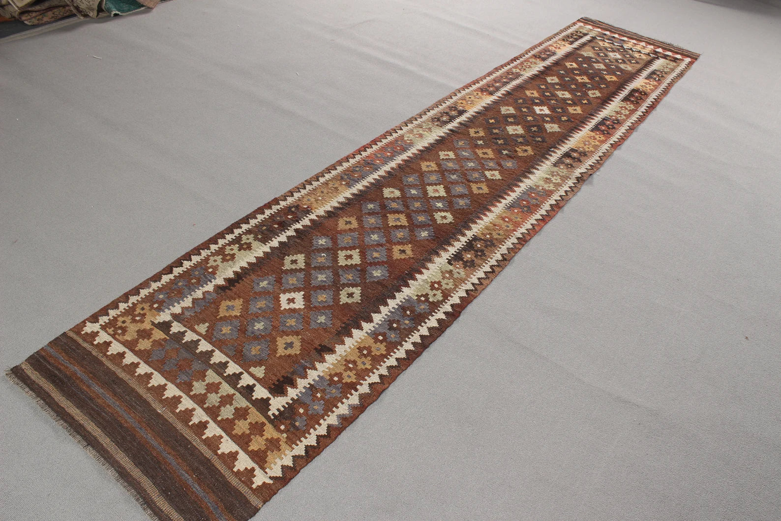 Vintage Turkish Runner Rug 2.4 x 11.6 ft