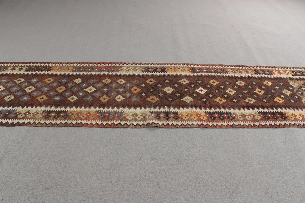Vintage Turkish Runner Rug 2.4 x 11.6 ft