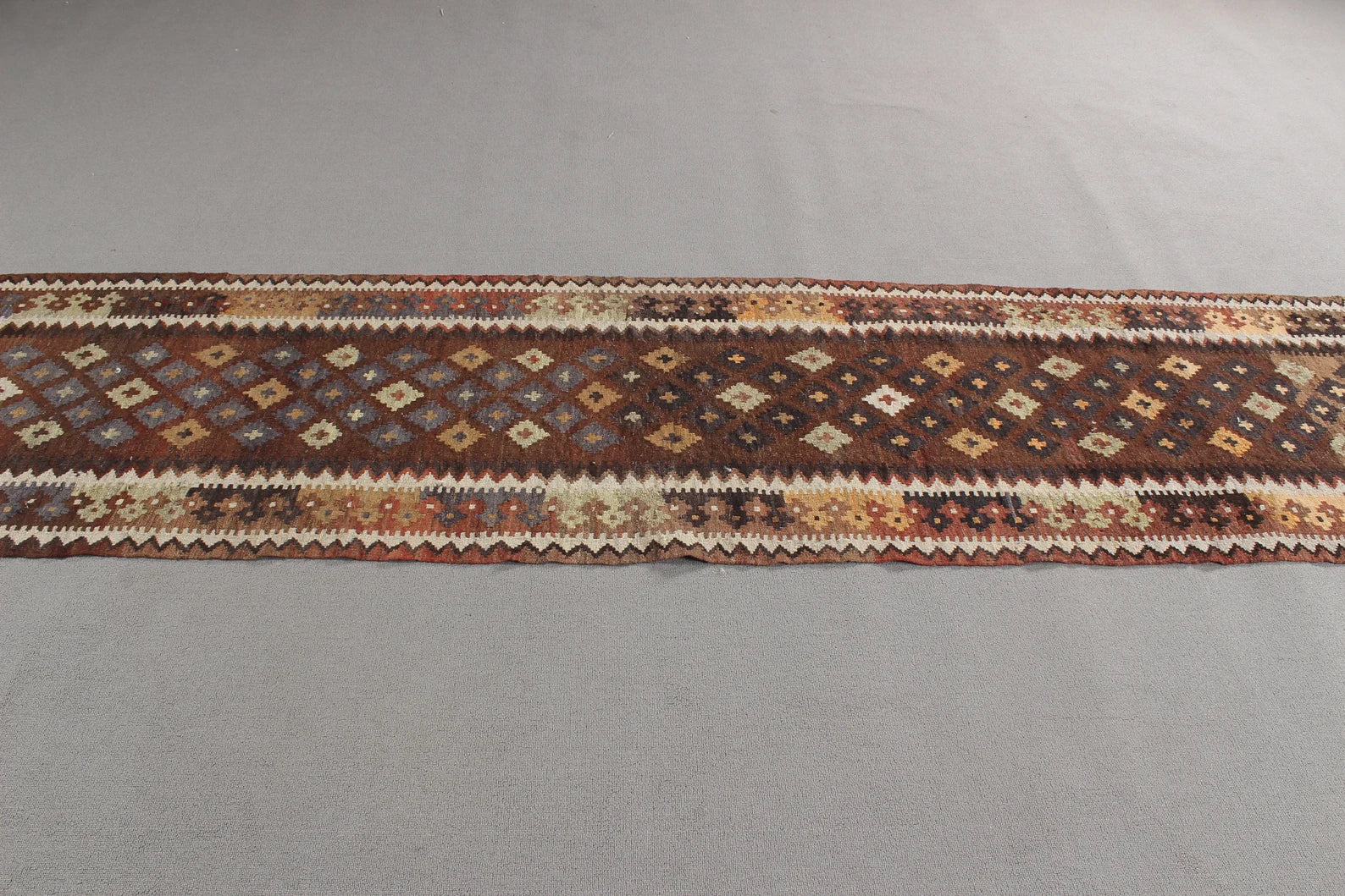 Vintage Turkish Runner Rug 2.4 x 11.6 ft