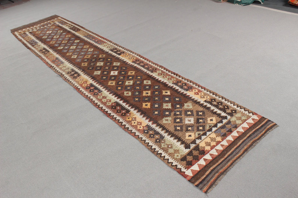 Vintage Turkish Runner Rug 2.4 x 11.6 ft