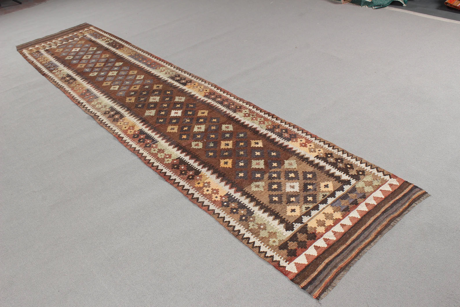 Vintage Turkish Runner Rug 2.4 x 11.6 ft