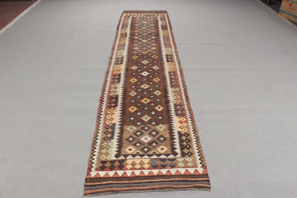 Vintage Turkish Runner Rug 2.4 x 11.6 ft