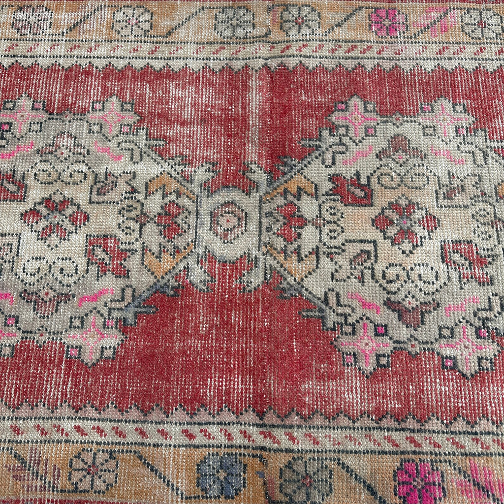 Vintage Turkish Accent Area rug 3.1 x 7.1 ft